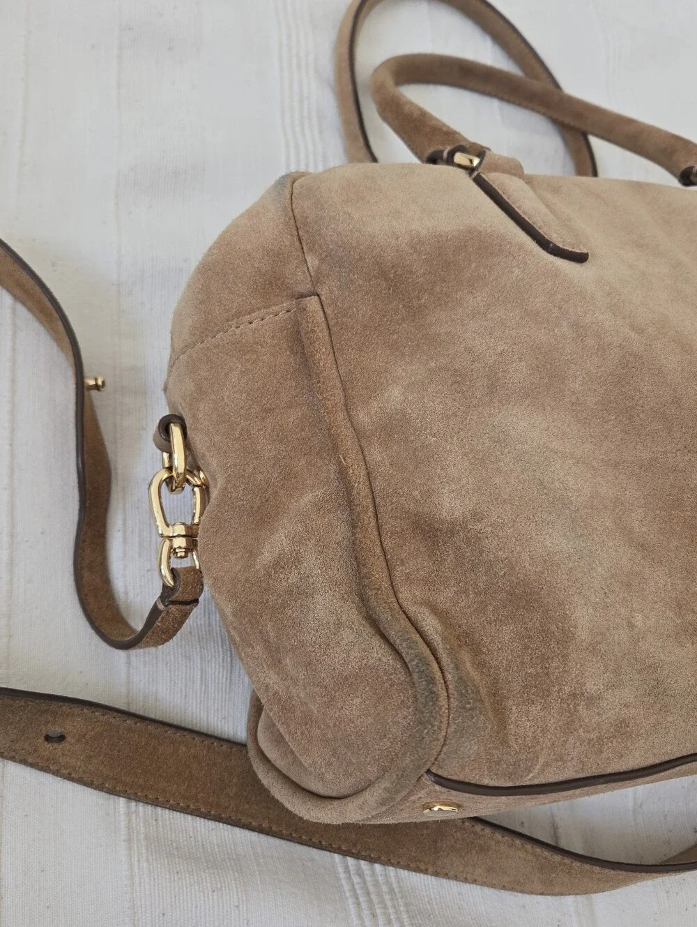 Banana Republic Camel Suede Satchel Large Duffel Purse Shoulder Bag Fall 2016